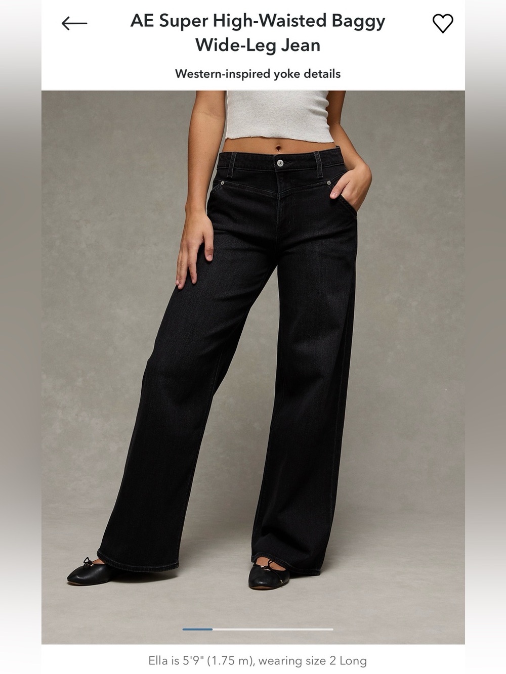 American Eagle Outfitters Black Super High-Waisted Wide-Leg Jeans US10 Regular